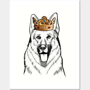 German Shepherd Dog King Queen Wearing Crown Posters and Art